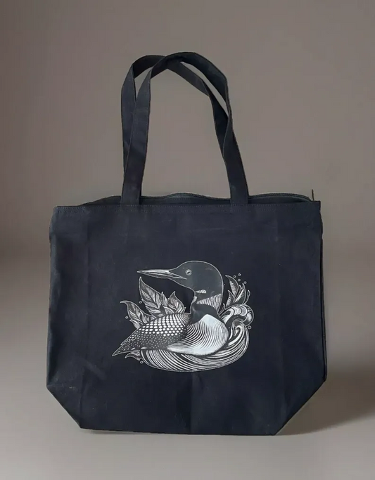 Sac cabas noir Loon avec fermeture éclair