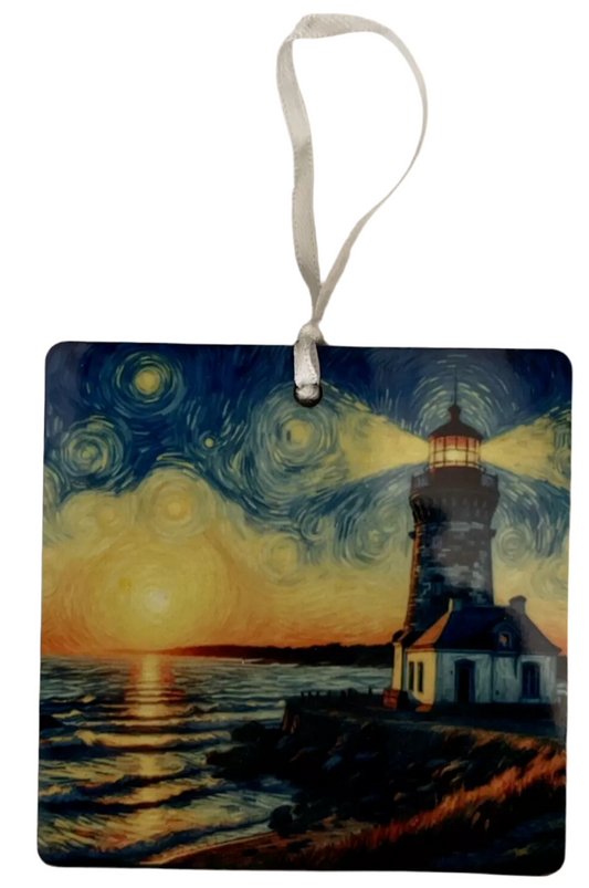 Étiquette en bois de phare 3" x 3"