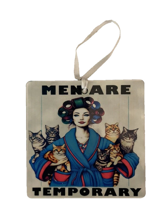 Étiquette en bois Cat Lady 3" x 3"