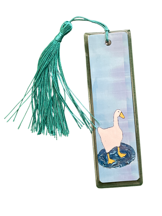 Marque-page en aluminium Blue Goose avec pompon