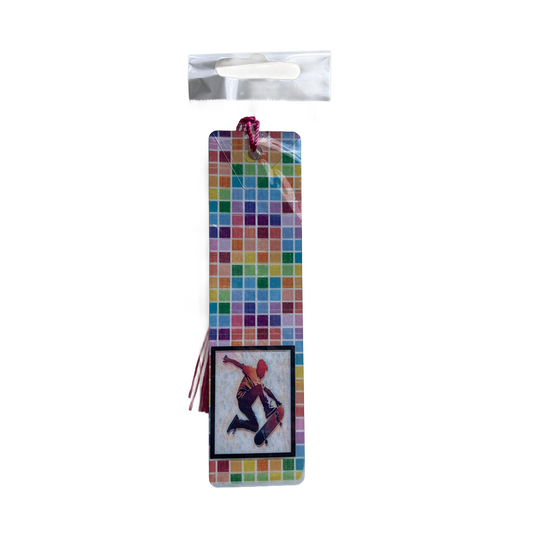 Marque-page en aluminium Skater avec pompon magenta