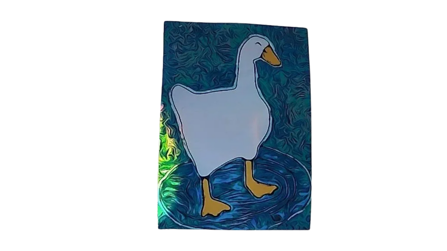Decorative magnet with a goose design on a blue background