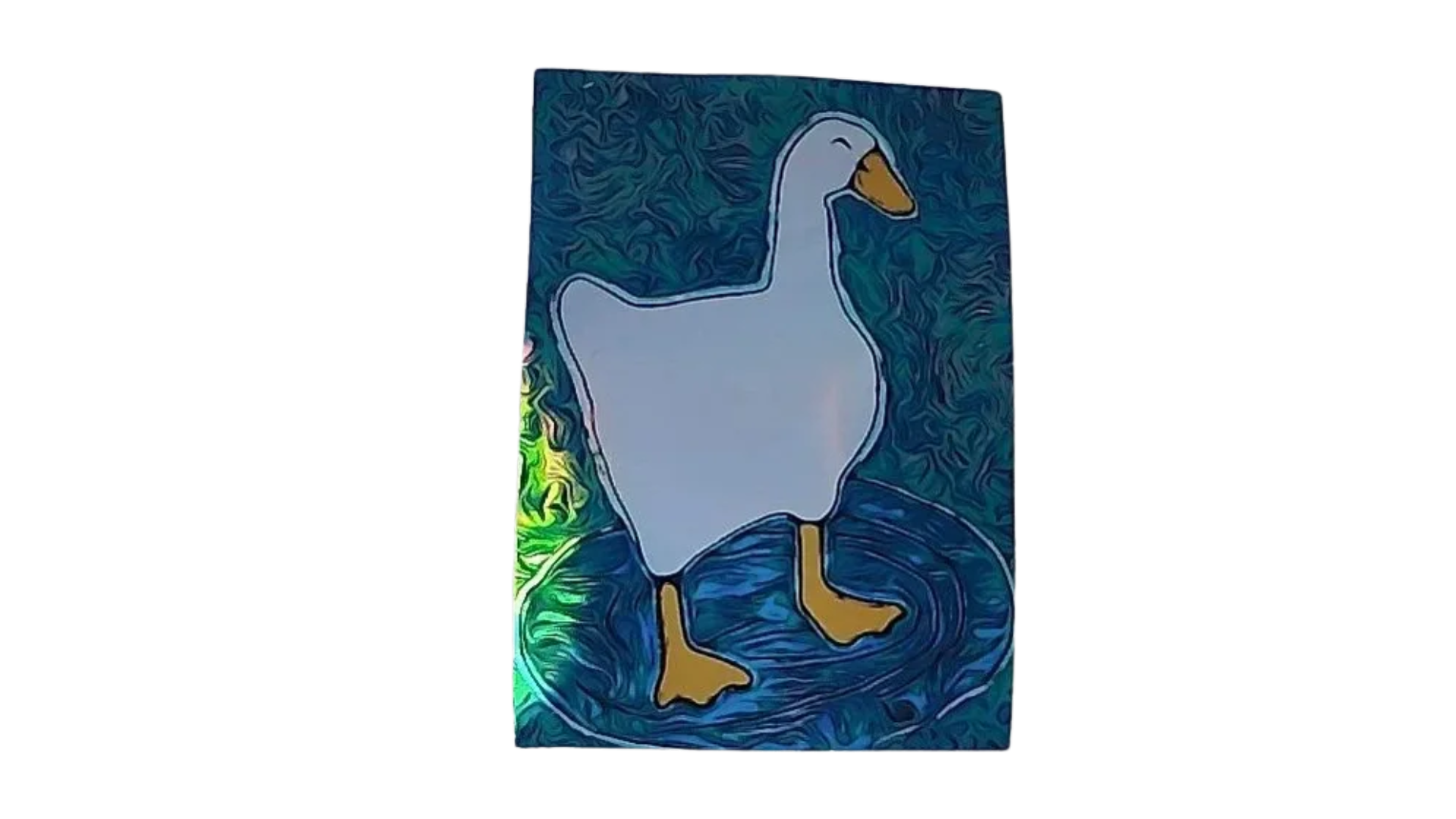 Decorative magnet with a goose design on a blue background