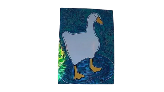 Decorative magnet with a goose design on a blue background