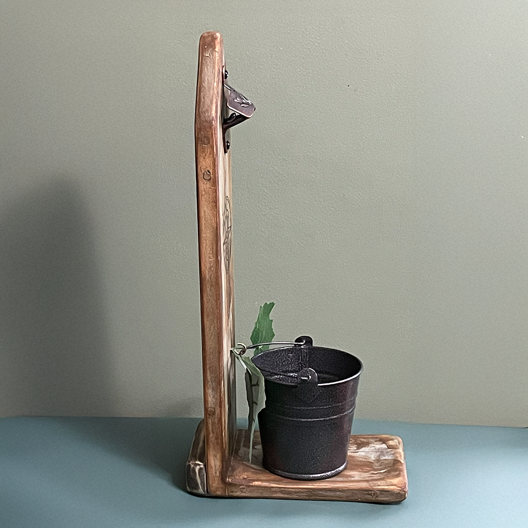 Handmade Rustic Pine Wood Bottle Opener w/ Cap Catch Bucket Cabin Bar Decor